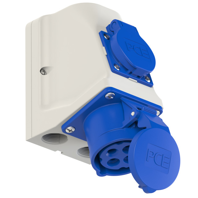 CEE-wall mounted socket + safety socket COMBO 16A 4p 9h IP44